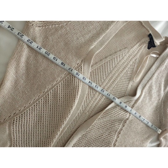 Tahari Crochet Knit Cardigan Women’s Size 1X Tan Oatmeal Plus Size Open Front - Picture 4 of 9